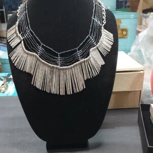 Elegant Silver Fringe Necklace